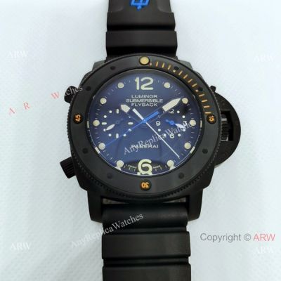 China Watch Replica Panerai Submersible Flyback PAM615 All Black Watch 47MM